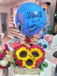 Bandeja Corazón Girasoles y Rosas